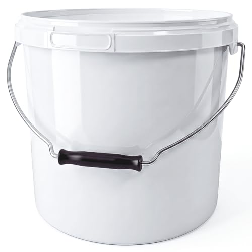 Image of Invigortex 5 Litre White Food-Grade Plastic Bucket with Lid and Metal Handle - Heavy-Duty Polypropylene Industrial Pail - Double Lock Tamper-Evident Security (1)