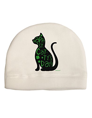 TOOLOUD Saint Patrick's Day Cat - Happy St Catty's Day Child Fleece Beanie Cap Hat White