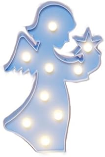 Decorative and Fun Blue Plastic Light Up Angel Standing Light with 9 Warm White Lights