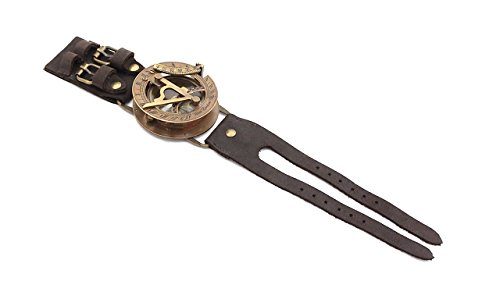 Rii Steampunk Nautical Sundial Compass (Vintage) Watch With Leather Wrist Band, Birthday Gifts For Men, Steampunk Decor, Antique Style Steampunk Wrist Brass Compass #TOP3