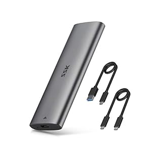 SSK Aluminum M.2 to USB NVMe SATA SSD Enclosure Reader, Tool-Free USB 3.2 Gen 2 10Gbps NVMe PCI-E 6Gbps SATA M-Key / B+M Key Solid State Drive External Adapter with UASP Trim, for SSDs 2242 2260 2280