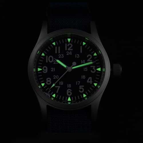Image of Militado ML05 38mm VH31 Quartz Watch - Domed Sapphire Crystal Field Watch C3 Super Luminous Retro Sweep Wrist Watch for Men 100M Waterproof
