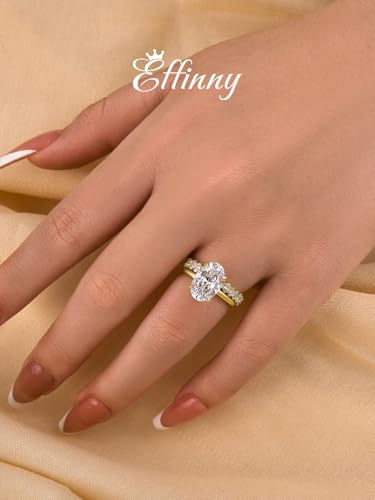 3.5ct Elongated Oval Cut Wedding Ring Set,Solitaire Engagement Ring with Oval Eternity Band,925 Sterling Silver Bridal Ring Set 5
