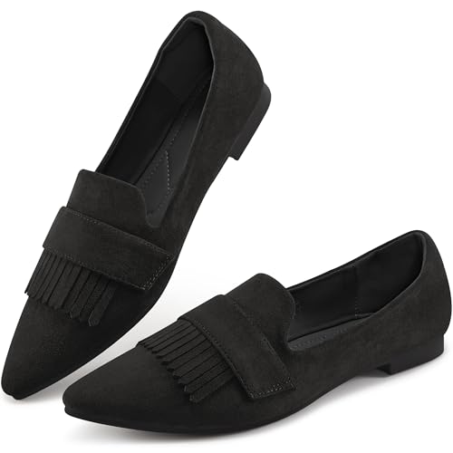 Image of Reimferce Women Flats Dressy Shoes : Comfortable Casual Work Flats for Women - Ladies Slip On Walking Shoes for Wedding