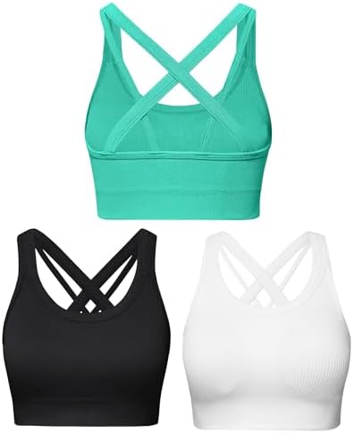 Sports Bras for Women HIigh Support, Criss-Cross Back Padded Strappy High Impact Sports Bras for Women Large Bust
