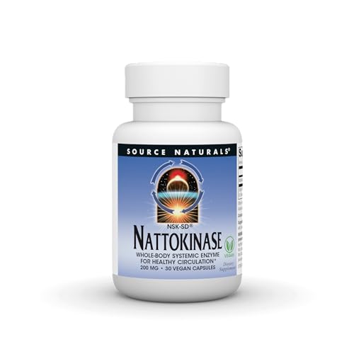 Source Naturals NSK-SD Nattokinase Vegetarian Friendly Whole Body Systemic Enzyme for Healthy Circulation* 200 mg - 30 Vegetarian Capsules