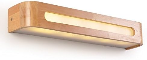 Stazsx Simple Nordic Staircase Aisle Solid Wood Wall lamp Bedroom Bedside lamp LED Bathroom Mirror Front lamp Wood Lamps,A-6W-two-color light-30cm