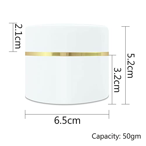 Image of Zenvista Empty White Color Cosmetic Jars with White Cap and Golden Streak: 50gm [ZMJ15][Pack of 5 ]