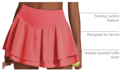 Image of PINSPARK Womens Tennis Skirt Pleated High Waisted Golf Skort with 3 Pockets