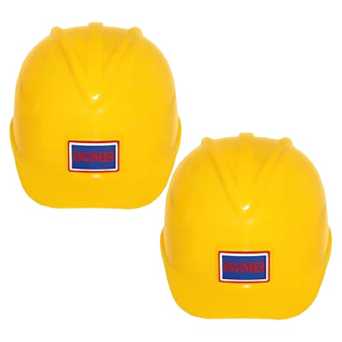 Cotiny 2 Pack Kids Construction Hats Plastic Construction Worker Helmet Kids Toy Construction Hard Hats for Boys Girls Construction Themed Party Supplies