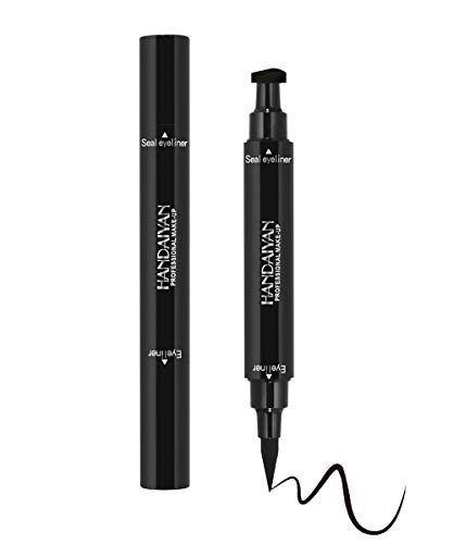 Emirde Black Liquid double-headed Winged Eyeliner Pens, Smooth Liquid Quick Makeup Wing Cat Eye Stamp, Long Lasting Waterproof & Smudgeproof Eyeliner