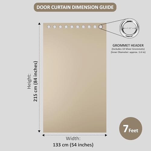 Image of Kuber Industries 4 Pcs Set Polyester Blackout Door Curtain 7 Feet for Home Decor | 8 Eyelet with Darkening Curtains for Living Room /Bedroom | Plain - Beige
