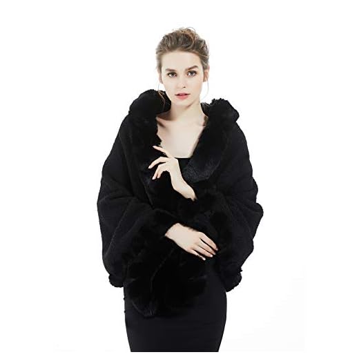 BEAUTELICATE Chal Invierno Mujer Chal de Piel Sintética de Conejo Capa de Abrigo Punto con Poncho Estola de Pelo Cardigan para Boda Fiesta (Negro)