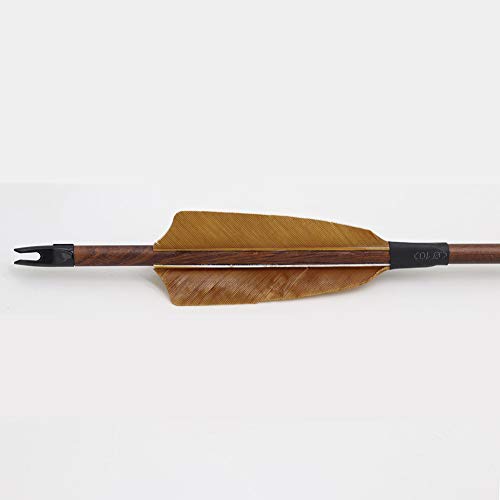 Handbaige Traditional Pure Carbon Target 31 Inch Arrows Wood Grain Shaft With Turkey Real Feather Archery For Recurve Longbow Hunting&Practice (12 Pack) (6 Pack Spine 500) #TOP6