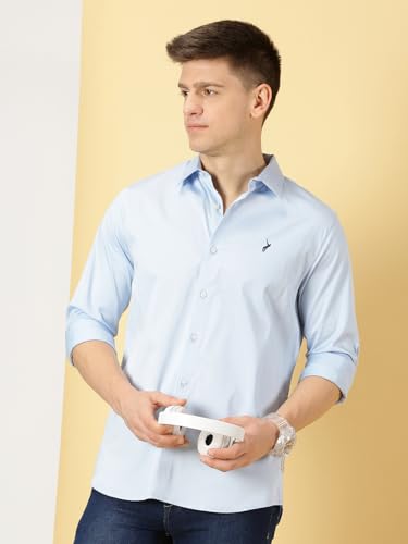 Image of Thomas Scott Men's | Solid | Full Sleeve | Slim Fit | Cotton Blend | Spread Collar | Casual Shirt