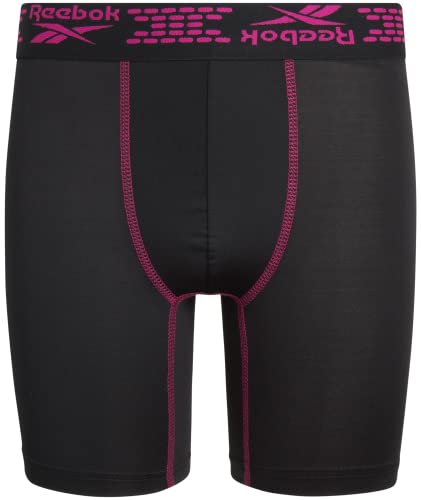 Reebok Boys' Underwear - Long Leg Performance Boxer Briefs (3 Pack), Size Medium, Black Stripe/Grey/Black #TOP2