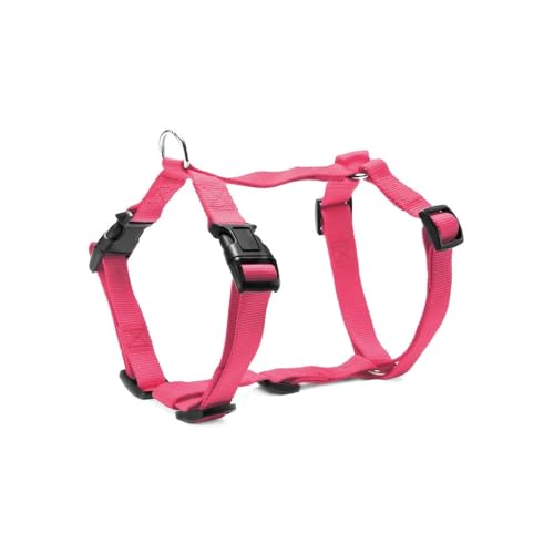 Record - Pettorina per Cani con Finitura in Plastica – Regolabile – Modello ad H - Realizzata in Nylon - Taglia L - Circonferenza 51-72 cm - Colore Rosa