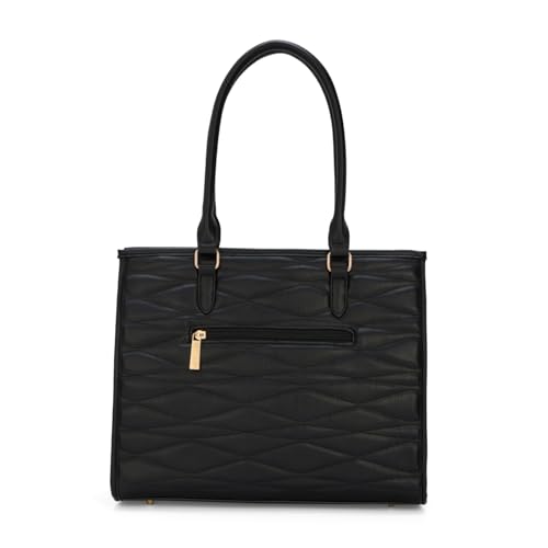 Image of Lavie Luxe Women's Lucie Quilted Large Box Tote Handbag | Tote Bag for Work | Ladies Purse | Stylish Shoulder Bag | Gift for Women