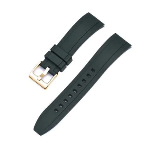 Bracelet de montre en caoutchouc fluoré FKM arqué vert 21mm