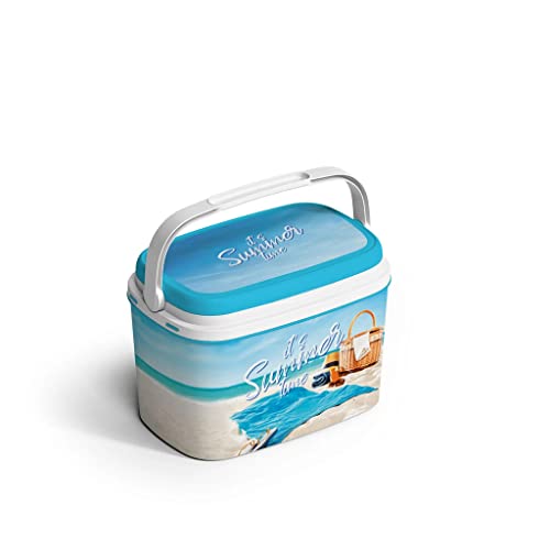 Passive Kühlbox aus Kunststoff mit Polystyrol-Isolierung (6 L, Strand) – Ansicht 1