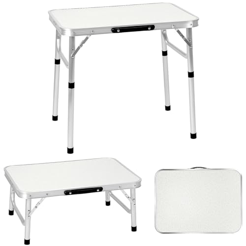 QWORK® Table de Camping Pliante 60 x 45 cm, Table de Pique-Nique Portable pour l'intérieur et l'extérieur, 2 hauteurs réglables: 26 cm/55 cm