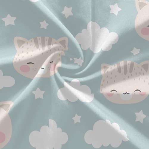 Calça feminina de ioga com estampa de gatos com nuvens fofas com céu azul levanta bumbum tamanho PP,