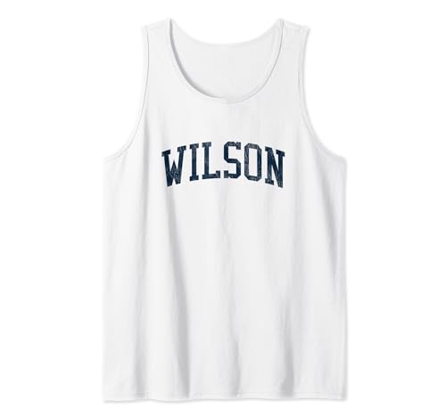 Wilson NY Vintage Athletic Sports JSN2 Navy Print Tank Top