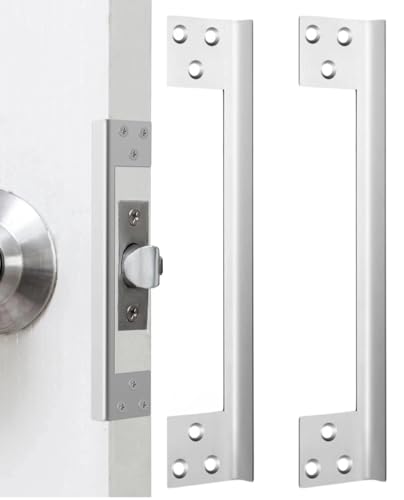 2 Pack 7-Inch L-Shaped Door Latch Guard - Anti-Pry Deadbolt Security Reinforcement Stainless Steel for Outswing Wooden/Metal Doors