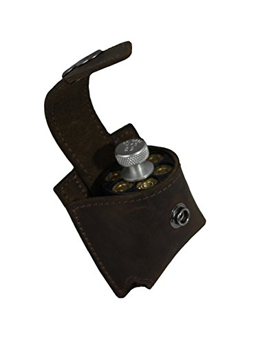 Barsony Brown Leather Belt Clip Revolver Speed Loader Pouch for 6 Shot .44 Mag