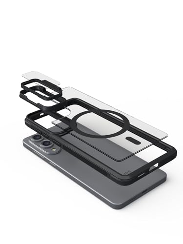 Image of Pirum Back Cover for Samsung Galaxy S26 Edge Magnetic Wireless Charging with Lens Cover Kickstand - Black