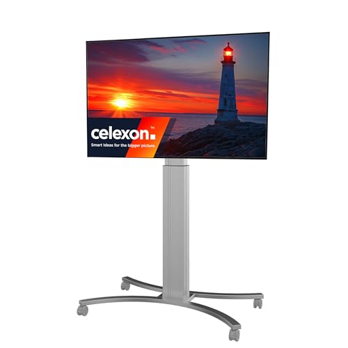 celexon TV/Display-Roll-Ständer Expert Adjust-4286MS Silber | für 42-86 Bildschirme bis 136kg | elektrisch höhenverstellbare Universal-Halterung für LCD/LED/OELD & Plasma Fernseher bis VESA 800x600