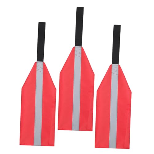 Gadpiparty 3個 カヤック用反射 旗 赤色ウェビング付き 軽量折りたたみ式 高視認性トレーラー警告フラグ カヌー車両用アウトドア アクセサリー