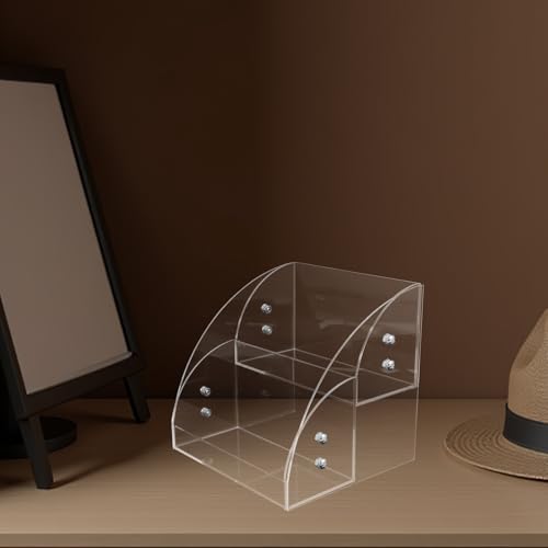 FONDOTIN Acrylic Makeup Organizer with Cover, 2-layer 2-compartment Face Mask Storage Box, Waterproof Cosmetic and Skincare Desktop Display for Bathroom and Vanity - Image 7