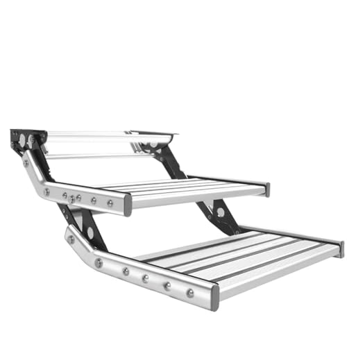 Electric Automatic/Manual RV Steps for Motorhome, Camper Van, Travel Trailer, Caravan, Supports 150kg/330 Lbs, Double Layer with Light