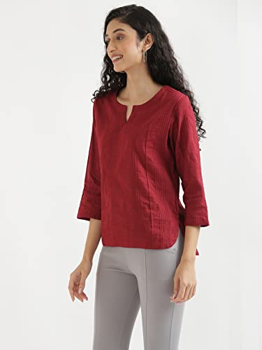 Image of SAADAA Everyday Cotton Top | Women's Regular Solid Color Top | Casual /Office Wear