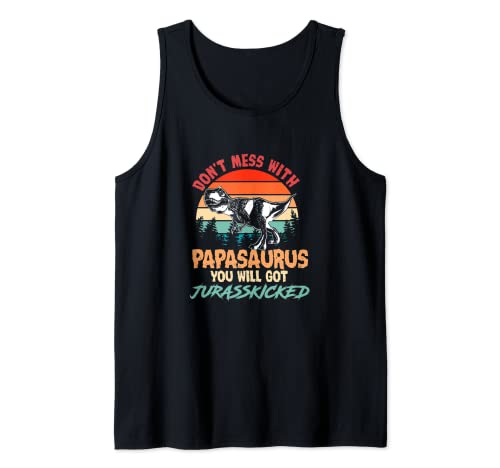 Papasaurus jurasskicked Rex for Men Dinosaur papa saurus Camiseta sin Mangas