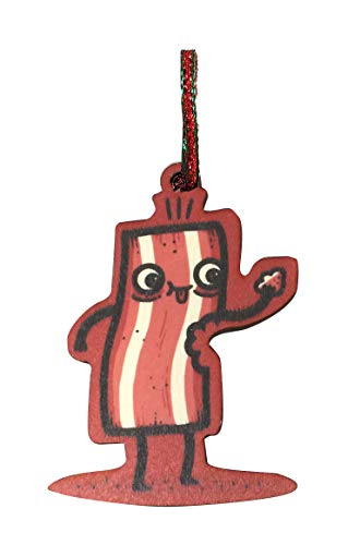 Hat Shark Randy Otter I m Delicious Funny Slice of Bacon Eating Itself Laser Engraved Printed Wooden Christmas Ornament Gift Seasonal Decoration