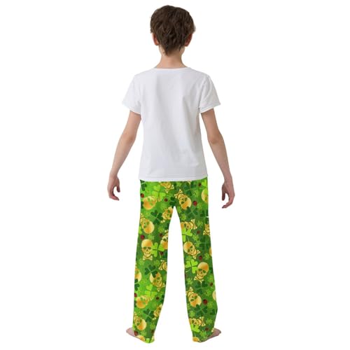 Skull Clover Ladybug Boys Long Pants Soft Trousers Elastic Waist Kids Lounge Bottoms with Pockets S-XL3