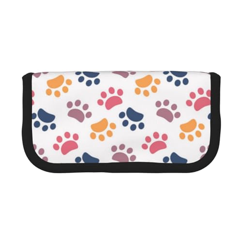 Zampa Modello Impronta Animale Su Un Astuccio per matite per in per penne a matita di grande capacità tela bianco