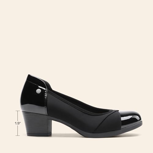 DREAM PAIRS Women's Pumps Low Chunky Block Closed Toe Shoes Work Comfortable Heels Round Toe Dress - Image 3
