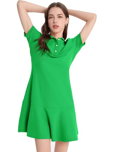Image of Flygo Womens Polo Dress Summer Short Sleeve Ruffle T Shirt Dress
