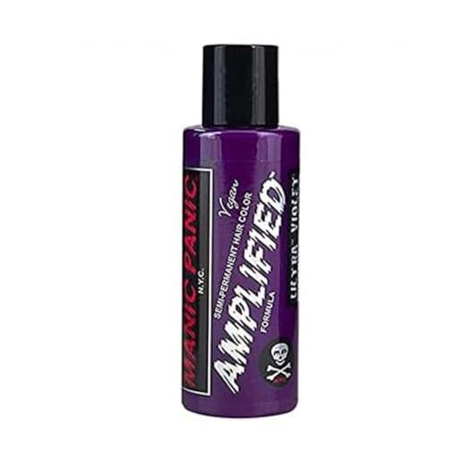 MANIC PANIC Ultra Violet Hair Color - Amplified - Semi Permanent Hair Dye - Cool Blue Toned Violet Color - Vegan, PPD & Ammonia Free - For Coloring Hair on Men & Women