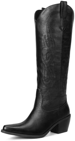 Pasuot Western Cowboy Boots for Women - Knee High Wide Calf Cowgi...