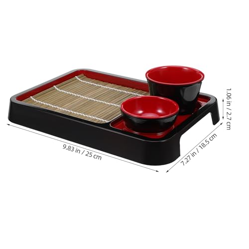 Plato rectangular de plástico estilo japonés para fideos miniatura 2
