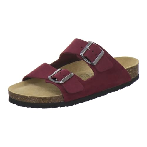 AFS-Schuhe 2100, Bequeme Damen Pantoletten echt Leder, praktische Arbeitsschuhe, Hausschuhe, Handmade in Germany (40 EU, Beere Velour)