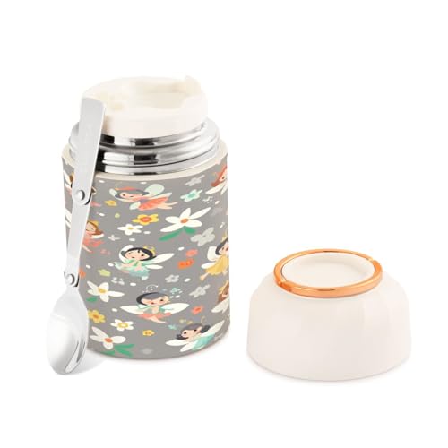Ewusp Fairies - Termo de comida para adultos, 500 ml, acero inoxidable, doble pared, aislado al vacío, con cuchara plegable, sin BPA, recipiente de sopa a prueba de fugas