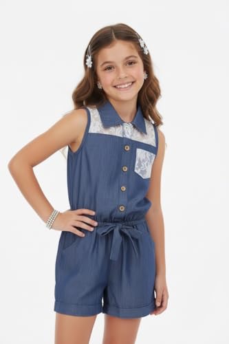 Image of ToBeInStyle Girl's Summer Romper One Piece Outfit Casual Lightweight Short Set