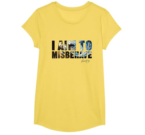 Firefly I Aim to Misbehave from The Galaxy Big Chest Logo T-Shirt, Girls, Lemon Yellow, Small