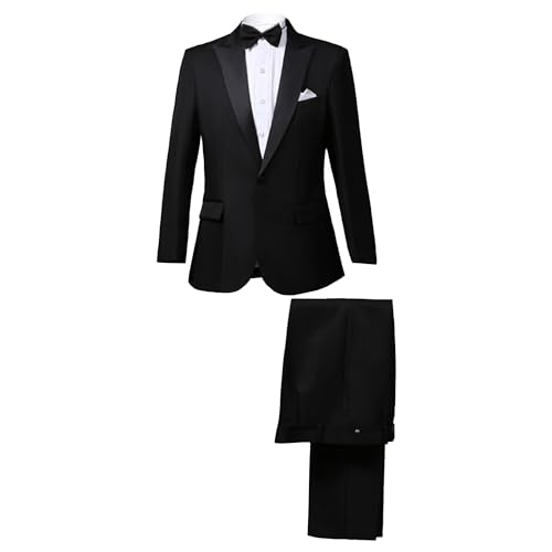 Men's 3 Piece Slim Fit Suit Set One Button Blazer Jacket Vest Pants Tuxedo Set for Party Wedding and Business (M-cm,Black)