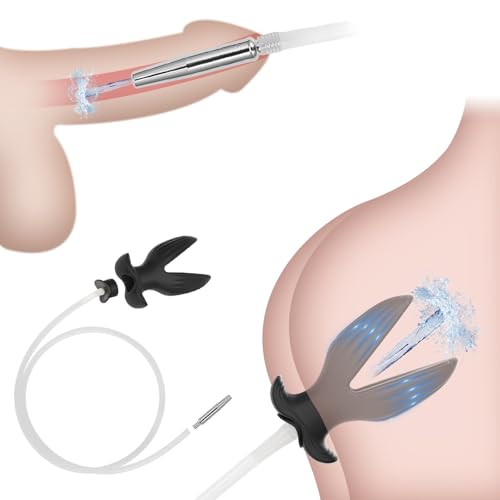 4.0 Harnröhren Dilatatoren Männer Analplug 2-in-1,V-Port Hohl Buttplug mit Stecker & Dilator Harnröhre Edelstahl Penis Plug,Katheter Harnröhre Mann,Po Dusche Anal Plug Analdusche Butt Plug (V, L)